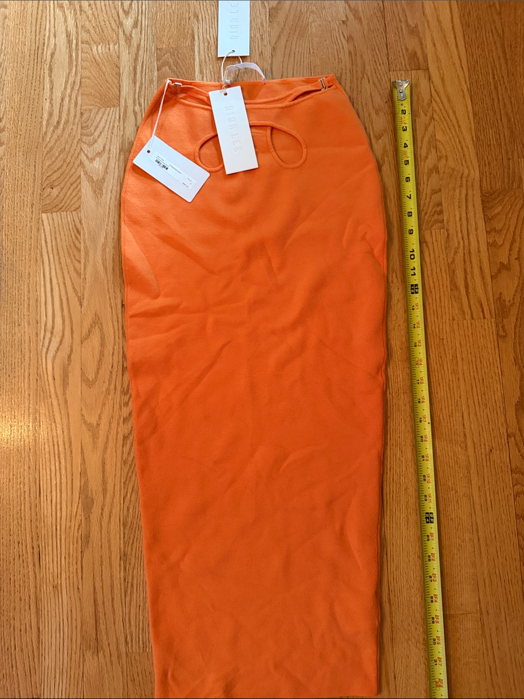Dion Lee Balmain Vibrant Orange Midi Mbius Loop Pencil Skirt